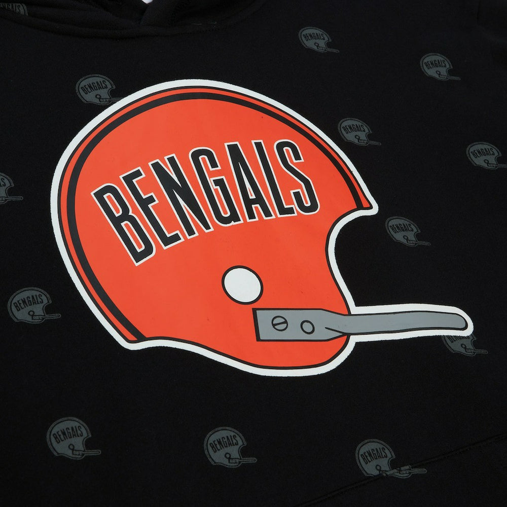 Cincinnati Bengals Allover Print Fleece Pullover Hoodie Black