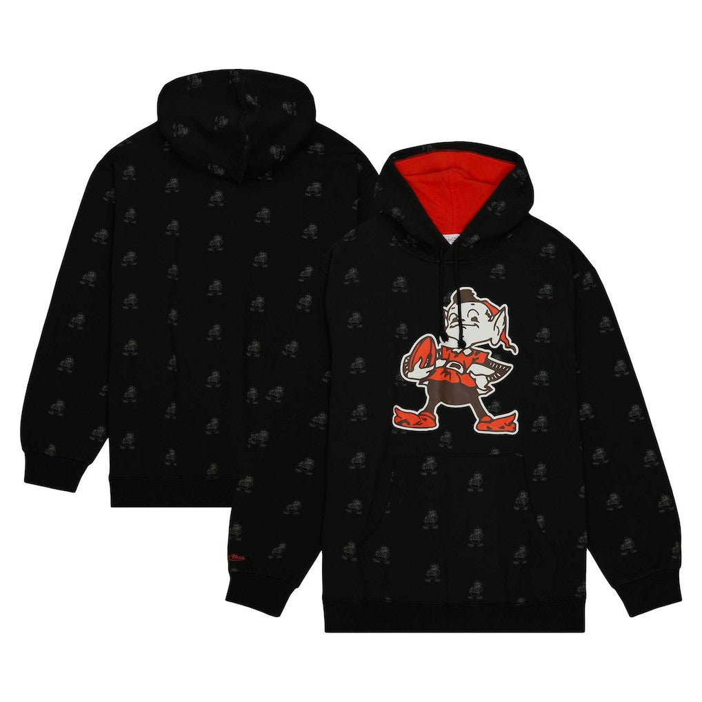 Cleveland Browns Allover Print Fleece Pullover Hoodie Black