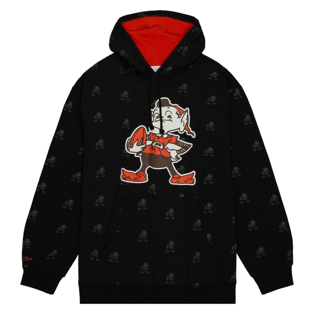 Cleveland Browns Allover Print Fleece Pullover Hoodie Black