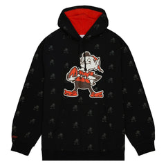 Cleveland Browns Allover Print Fleece Pullover Hoodie Black