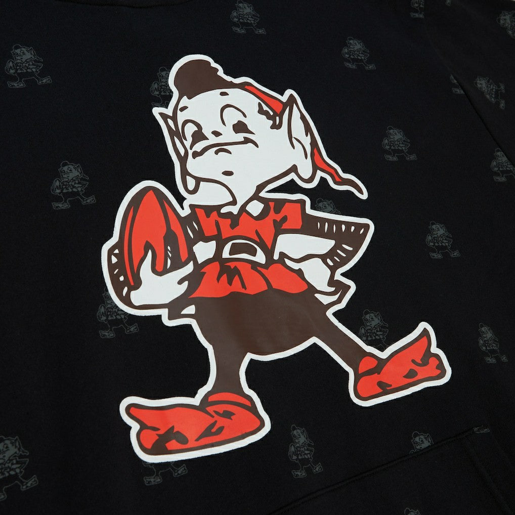 Cleveland Browns Allover Print Fleece Pullover Hoodie Black
