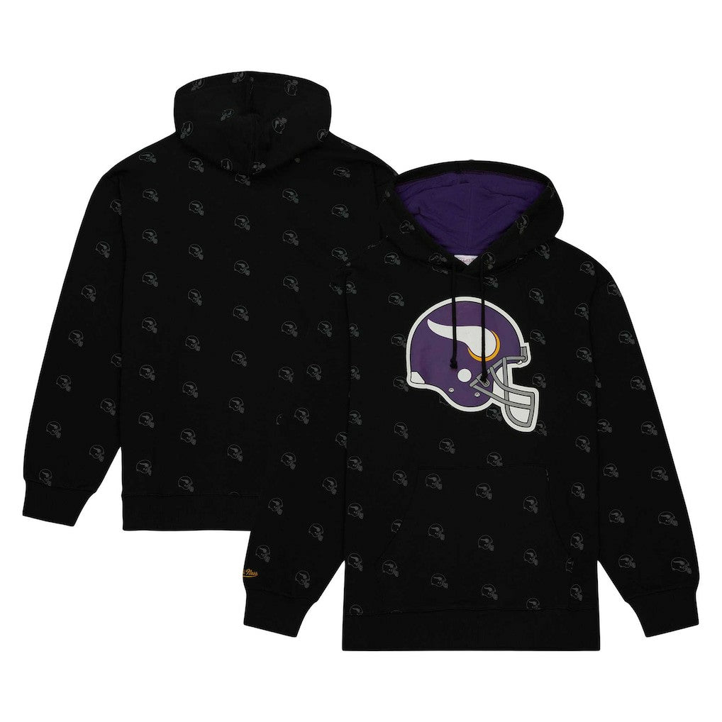 Minnesota Vikings Allover Print Fleece Pullover Hoodie Black