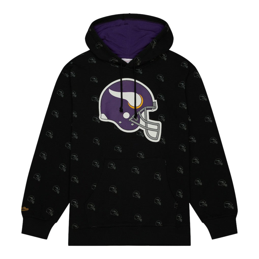 Minnesota Vikings Allover Print Fleece Pullover Hoodie Black