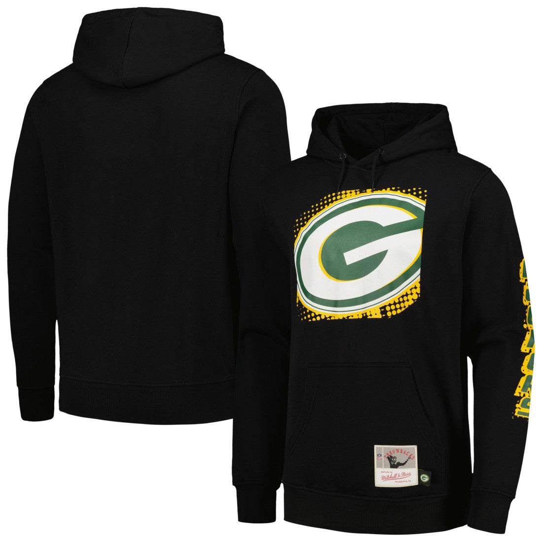 Green Bay Packers Gridiron Classics Big Face 7.0 Pullover Hoodie Black