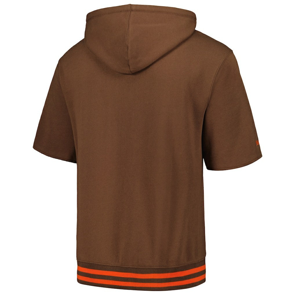 Cleveland Browns Pre-Game Short Sleeve Pullover Hoodie Brown