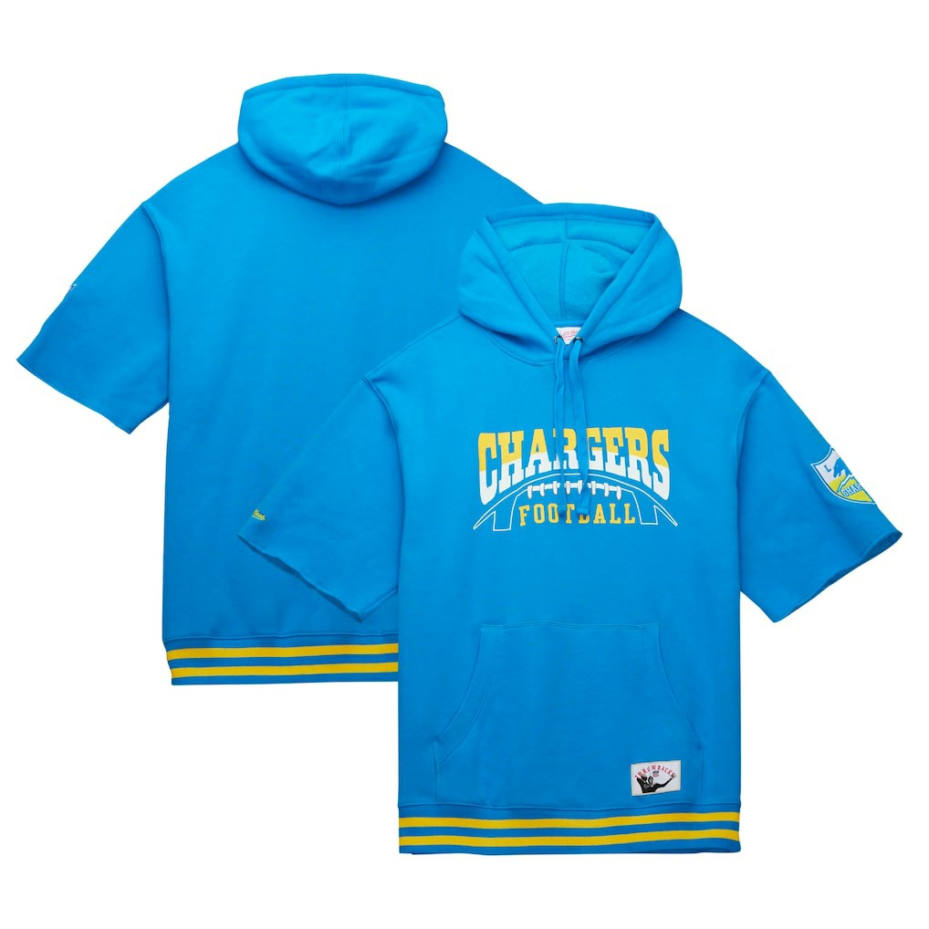 Los Angeles Chargers Pre-Game Short Sleeve Pullover Hoodie Powder Blue