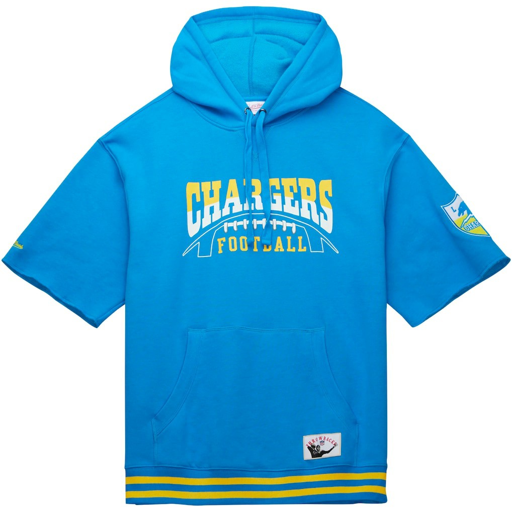 Los Angeles Chargers Pre-Game Short Sleeve Pullover Hoodie Powder Blue