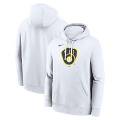 Milwaukee Brewers Nike Logo Club Hoodie - White Hoodies