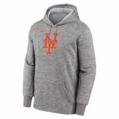 New York Mets Nike Primary Logo Therma Hoodie - Heather Gray Hoodies