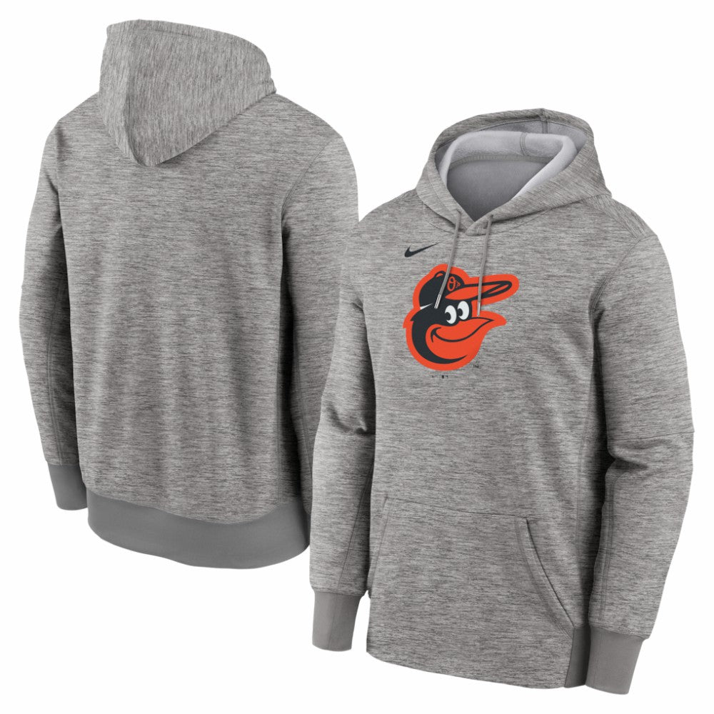 Baltimore Orioles Nike Primary Logo Therma Hoodie - Heather Gray Hoodies