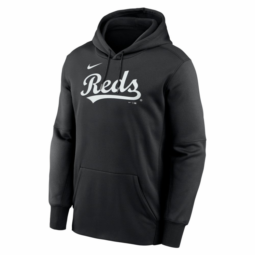 Cincinnati Reds Nike Primary Wordmark Therma Hoodie - Black Hoodies