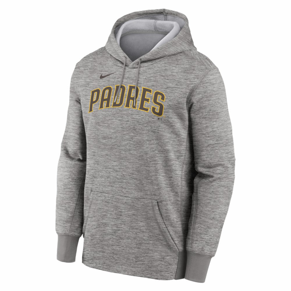 San Diego Padres Nike Primary Wordmark Therma Hoodie - Heather Gray Hoodies
