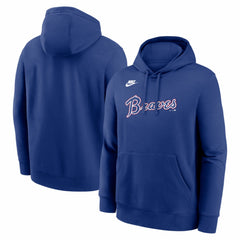 Atlanta Braves Nike Cooperstown Collection Wordmark Club Hoodie - Royal Hoodies