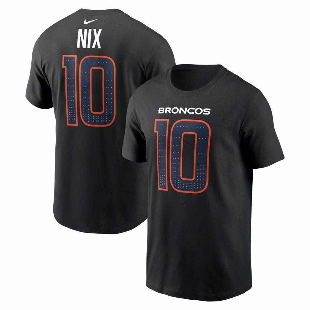 Bo Nix Denver Broncos Carbon Name & Number T-Shirt Black