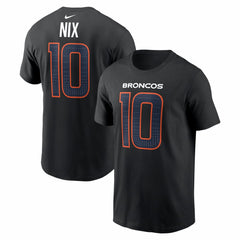Bo Nix Denver Broncos Carbon Name & Number T-Shirt Black