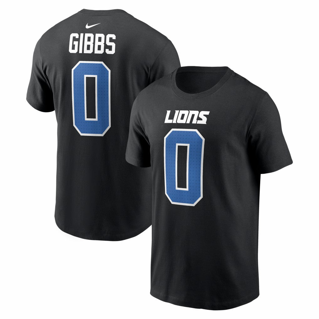 Jahmyr Gibbs Detroit Lions Carbon Name & Number T-Shirt Black