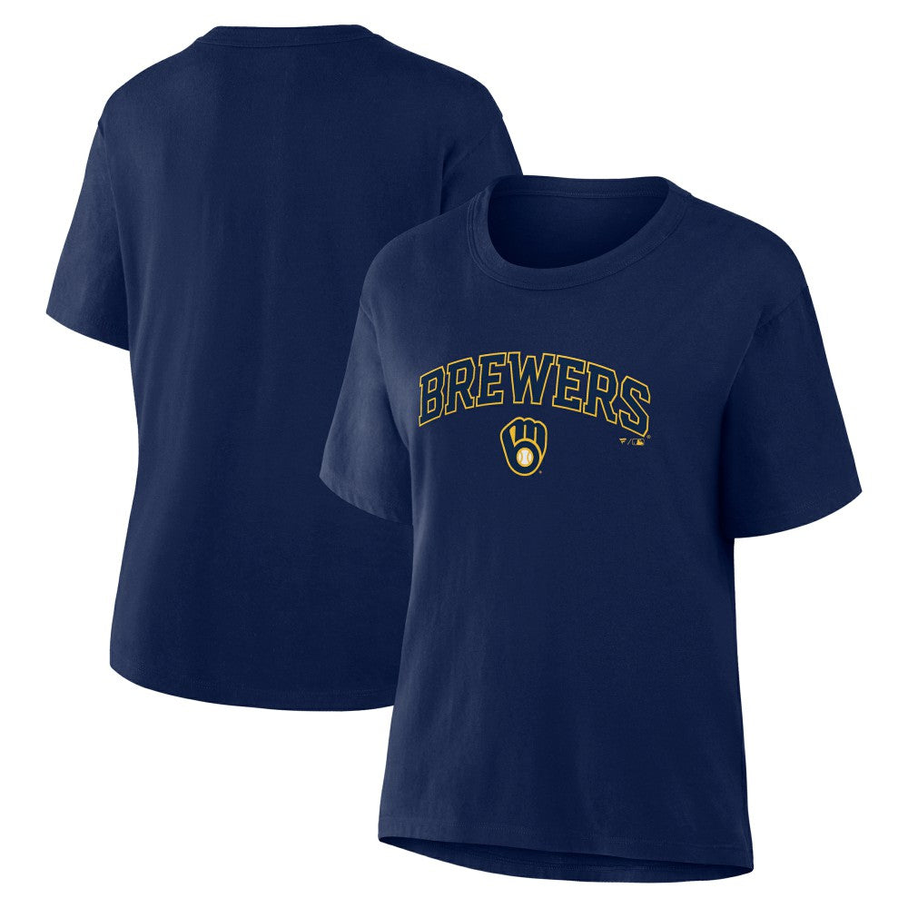 Milwaukee Brewers Fanatics Women's Lockup Legacy T-Shirt - Navy T-shirts