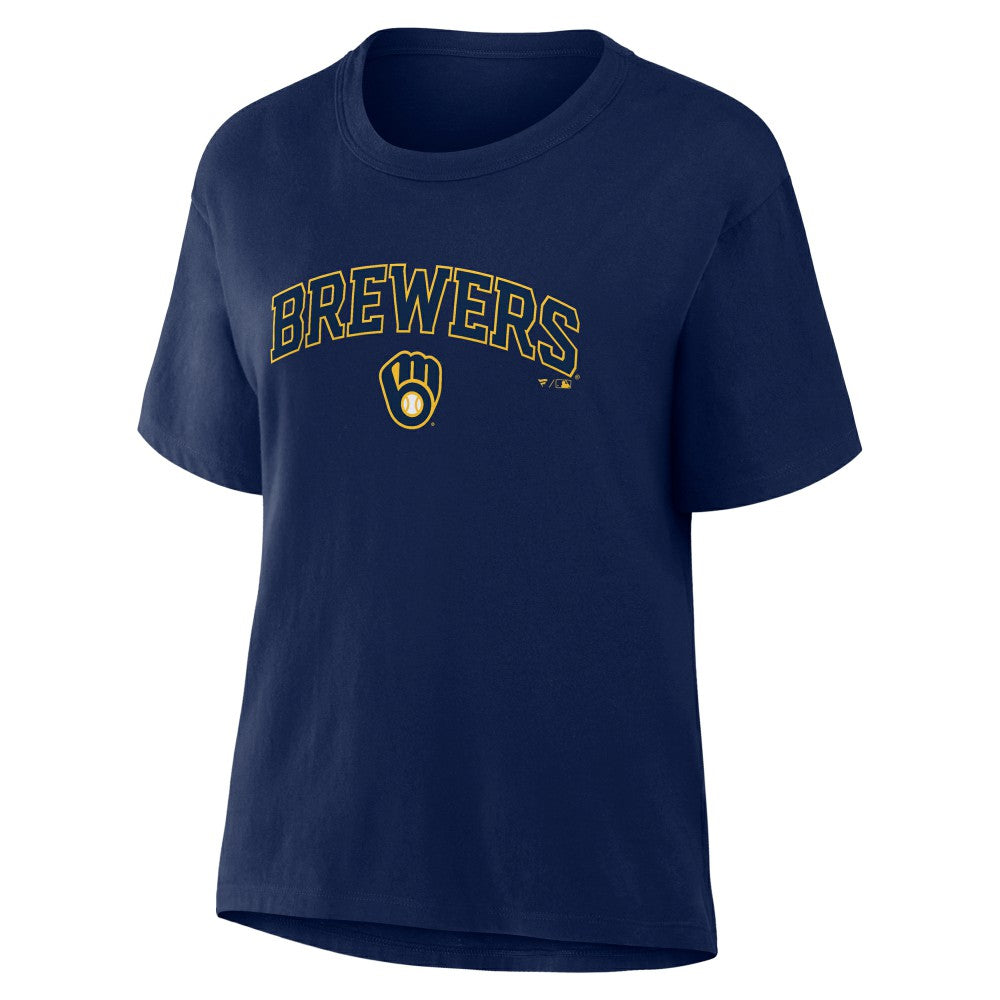 Milwaukee Brewers Fanatics Women's Lockup Legacy T-Shirt - Navy T-shirts