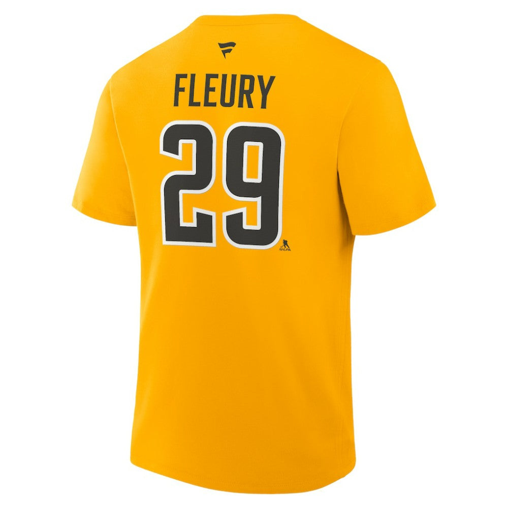 NHL Marc-Andre Fleury Pittsburgh Penguins Fanatics Authentic Stack Name & Number T-Shirt - Gold