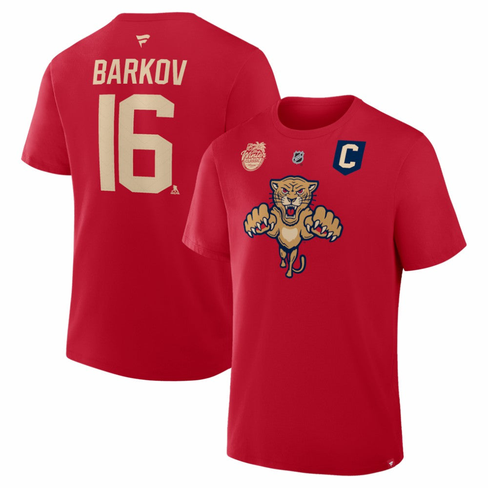 NHL Aleksander Barkov Florida Panthers Fanatics 2026 NHL Winter Classic Authentic Stack Name & Number T-Shirt - Red