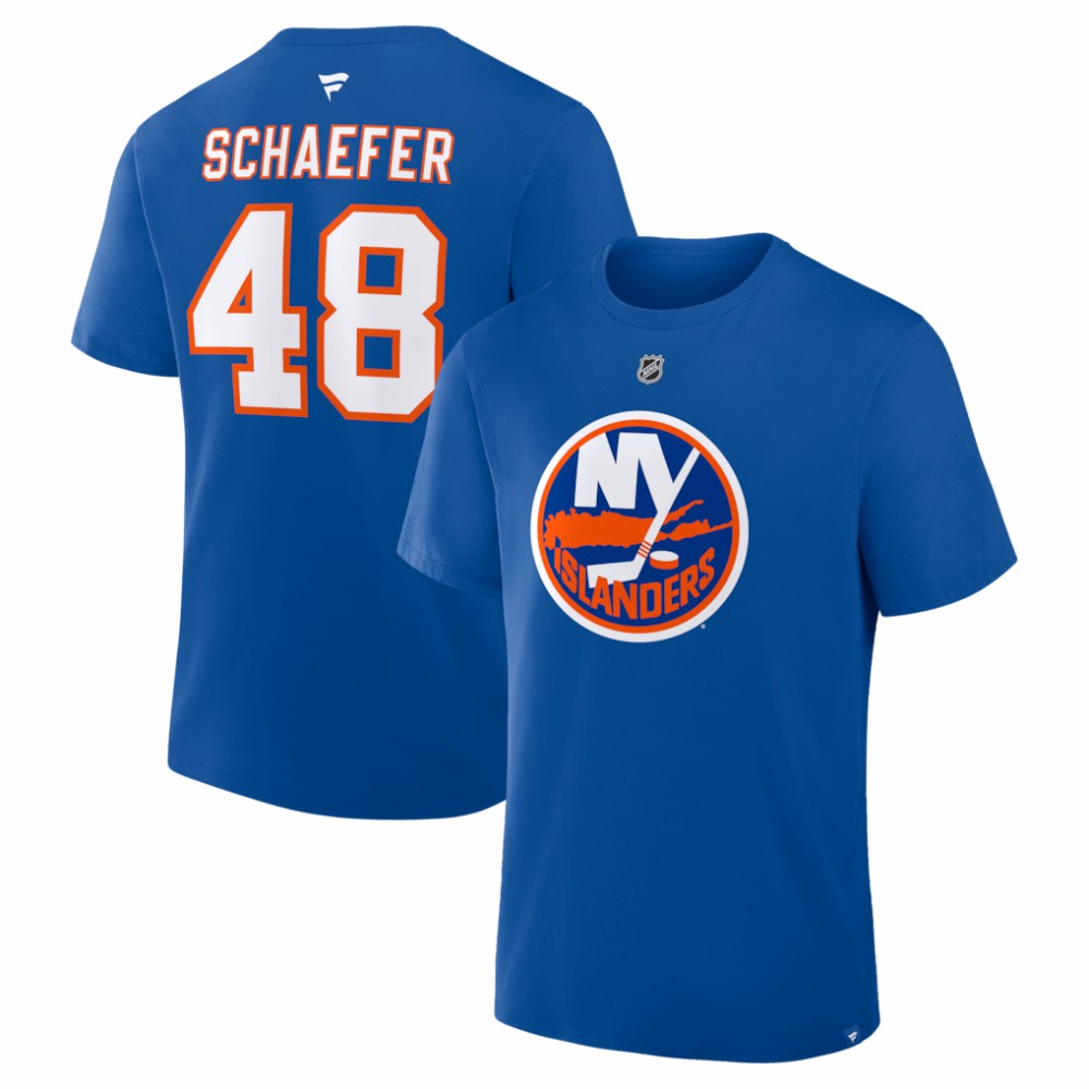 NHL Matthew Schaefer New York Islanders Fanatics Authentic Stack Name & Number T-Shirt - Royal