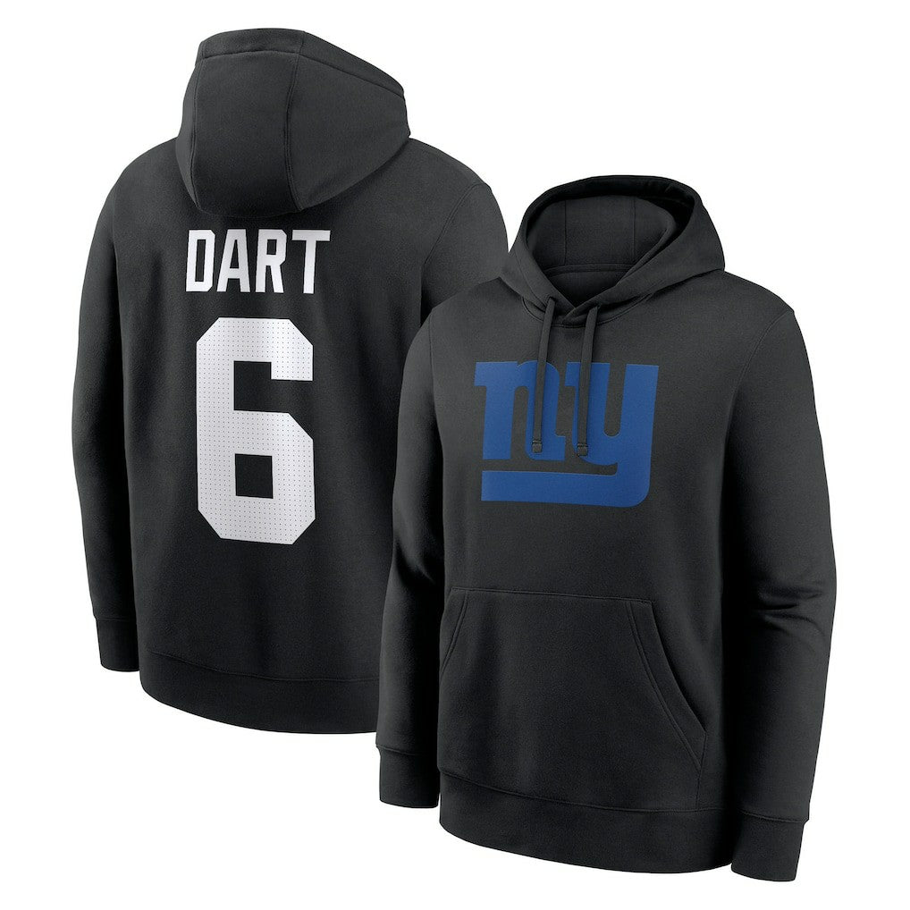 Jaxson Dart New York Giants Player Name & Number Fleece Hoodie Black