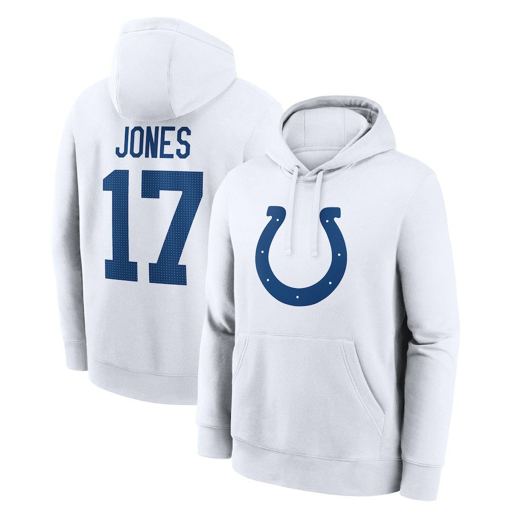 Daniel Jones Indianapolis Colts Player Name & Number Fleece Hoodie White