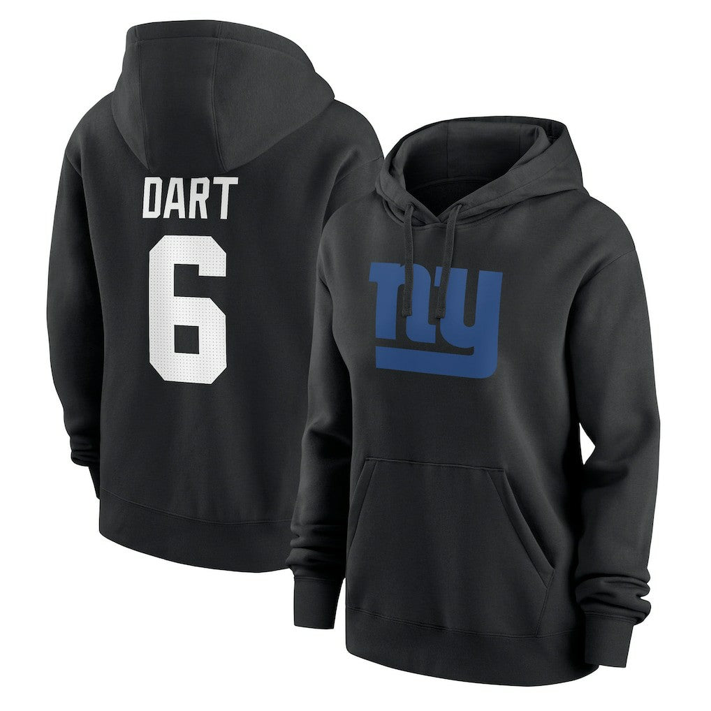 Jaxson Dart New York Giants Women's Player Name & Number Fleece Hoodie Black