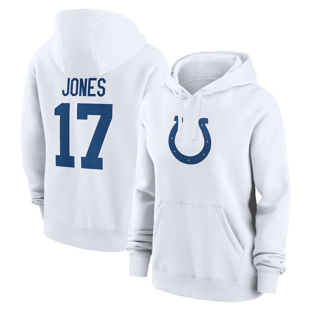Daniel Jones Indianapolis Colts Women's Player Name & Number Fleece Hoodie White