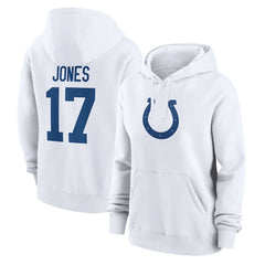 Daniel Jones Indianapolis Colts Women's Player Name & Number Fleece Hoodie White