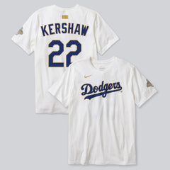 Clayton Kershaw Los Angeles Dodgers Nike 2026 Gold Collection Player Name & Number T-Shirt - White T-shirts