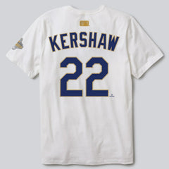 Clayton Kershaw Los Angeles Dodgers Nike 2026 Gold Collection Player Name & Number T-Shirt - White T-shirts