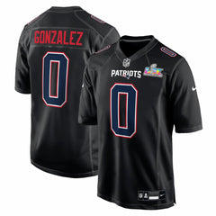 NFL Christian Gonzalez New England Patriots Super Bowl LX Patch Carbon Fashion Game Jersey - Black