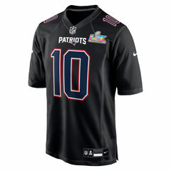 NFL Drake Maye New England Patriots Super Bowl LX Patch Carbon Fashion Game Jersey - Black