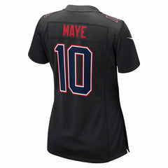 NFL Drake Maye New England Patriots Women's Super Bowl LX Patch Carbon Fashion Game Jersey - Black