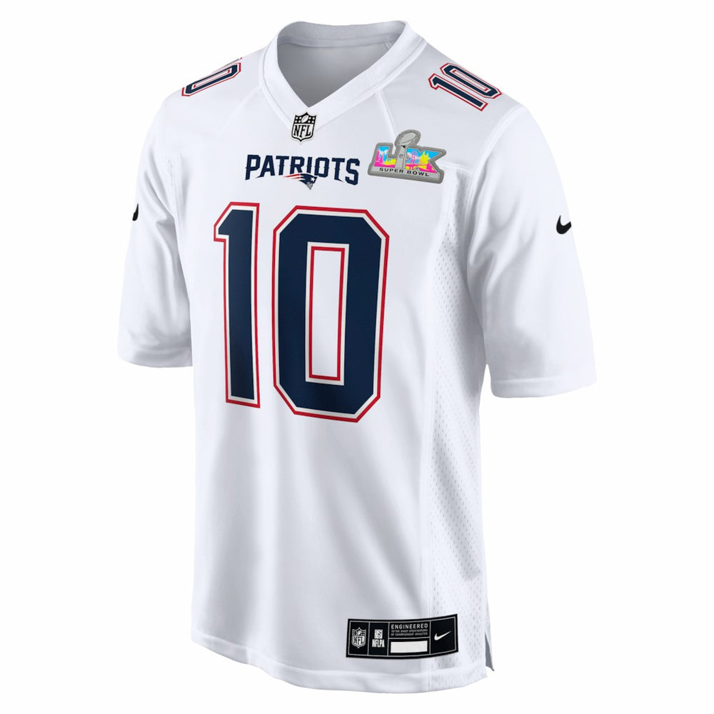 NFL Drake Maye New England Patriots Super Bowl LX Patch Tundra Fashion Game Jersey - White