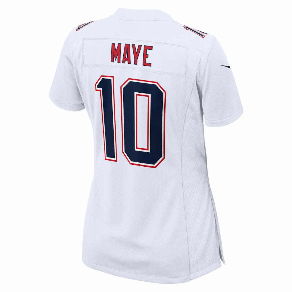 NFL Drake Maye New England Patriots Women's Super Bowl LX Patch Tundra Fashion Game Jersey - White