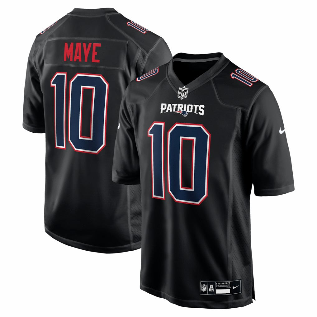 NFL Drake Maye New England Patriots Game Jersey - Carbon Black