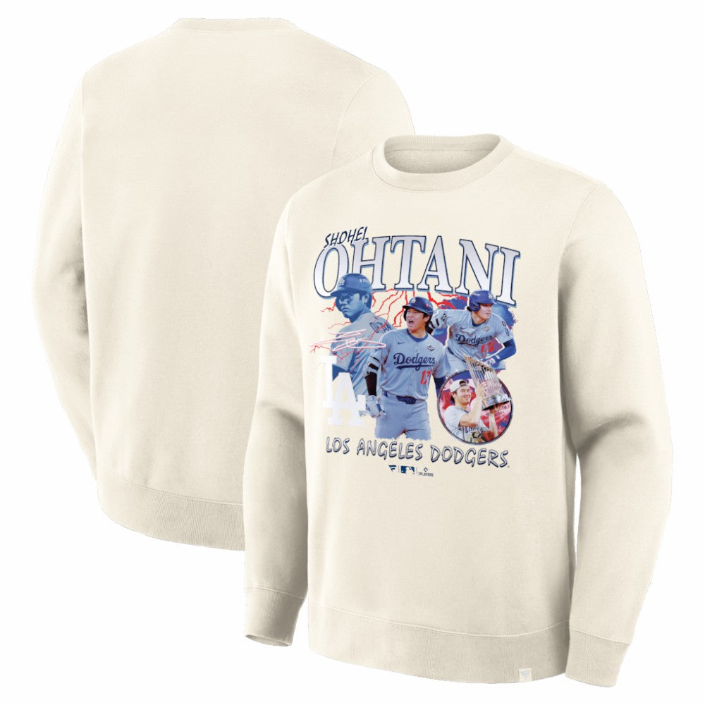 Shohei Ohtani Los Angeles Dodgers Fanatics Montage Legacy Sweatshirt - Cream Sweatshirts