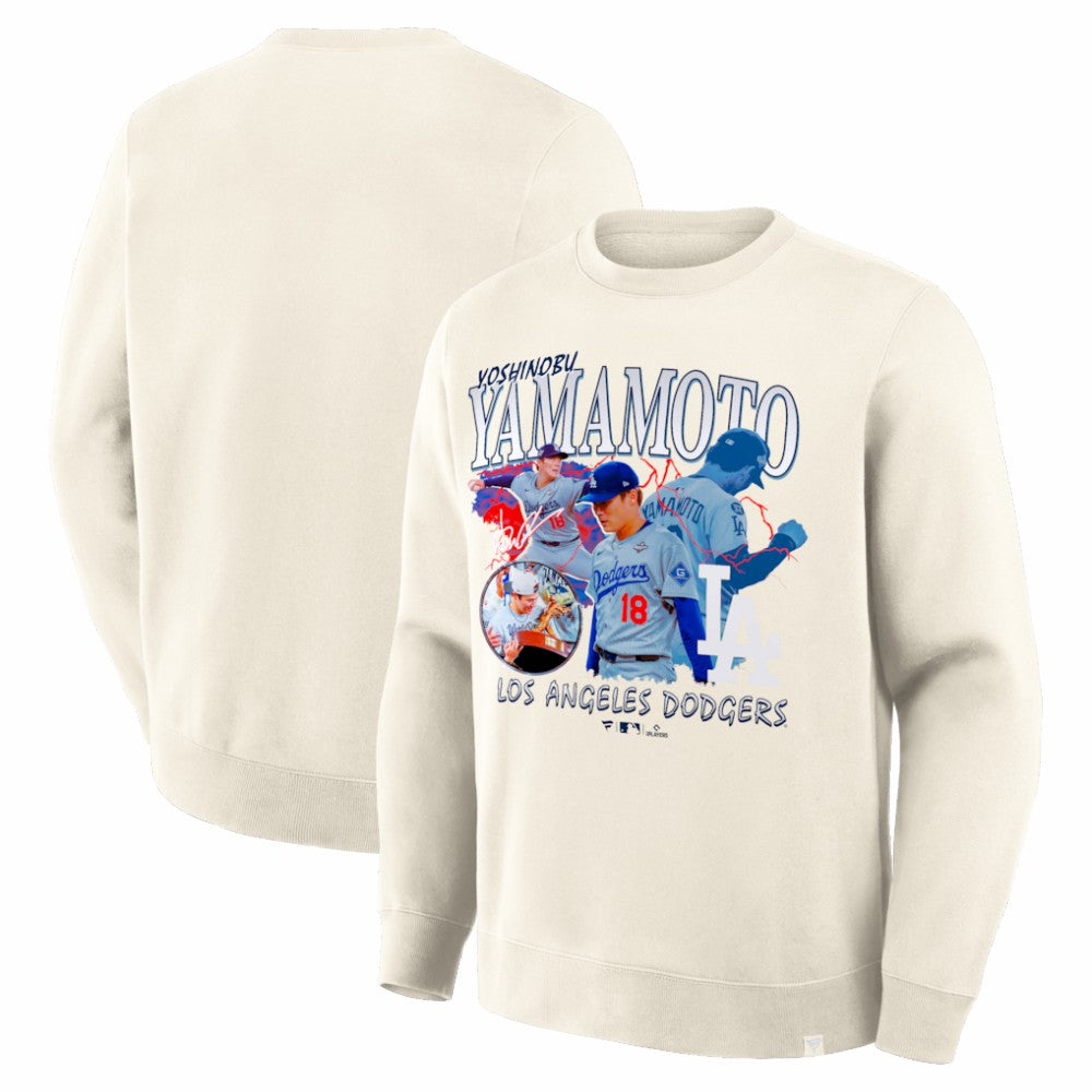Yoshinobu Yamamoto Los Angeles Dodgers Fanatics Montage Legacy Sweatshirt - Cream Sweatshirts