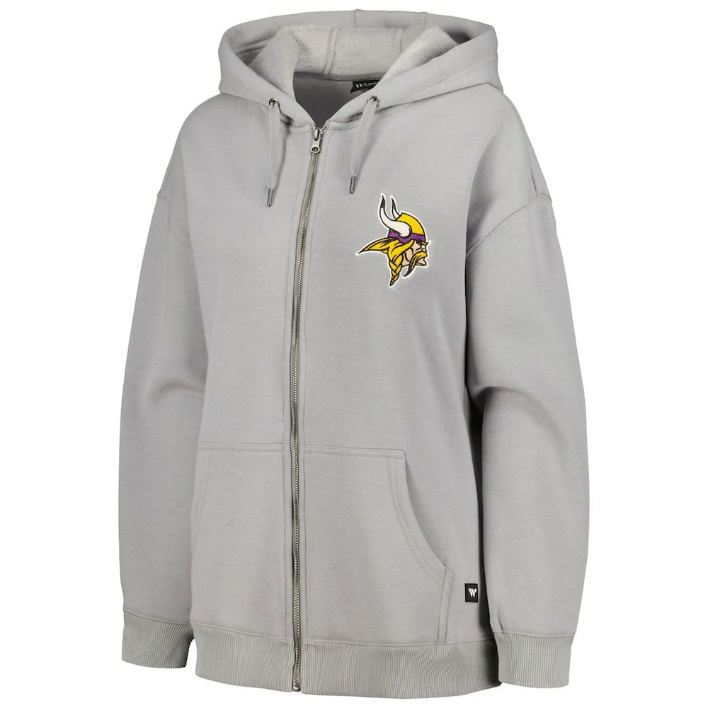 Minnesota Vikings The Wild Collective Women's Faux Fur Lined Tri-Blend Full-Zip Hoodie Gray