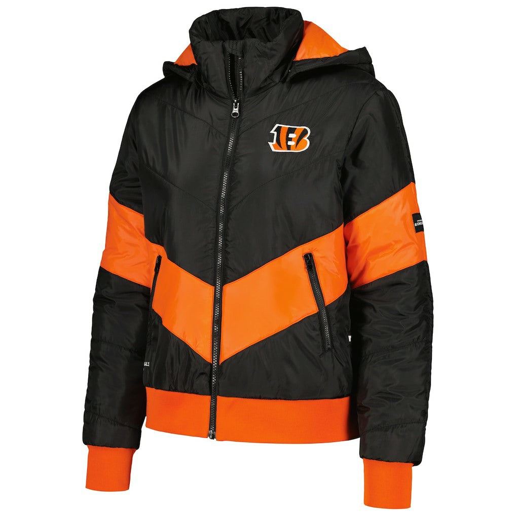 Cincinnati Bengals The Wild Collective Women's Puffer Full-Zip Hoodie Black
