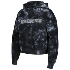 Las Vegas Raiders The Wild Collective Women's Tie-Dye Cropped Pullover Hoodie Black