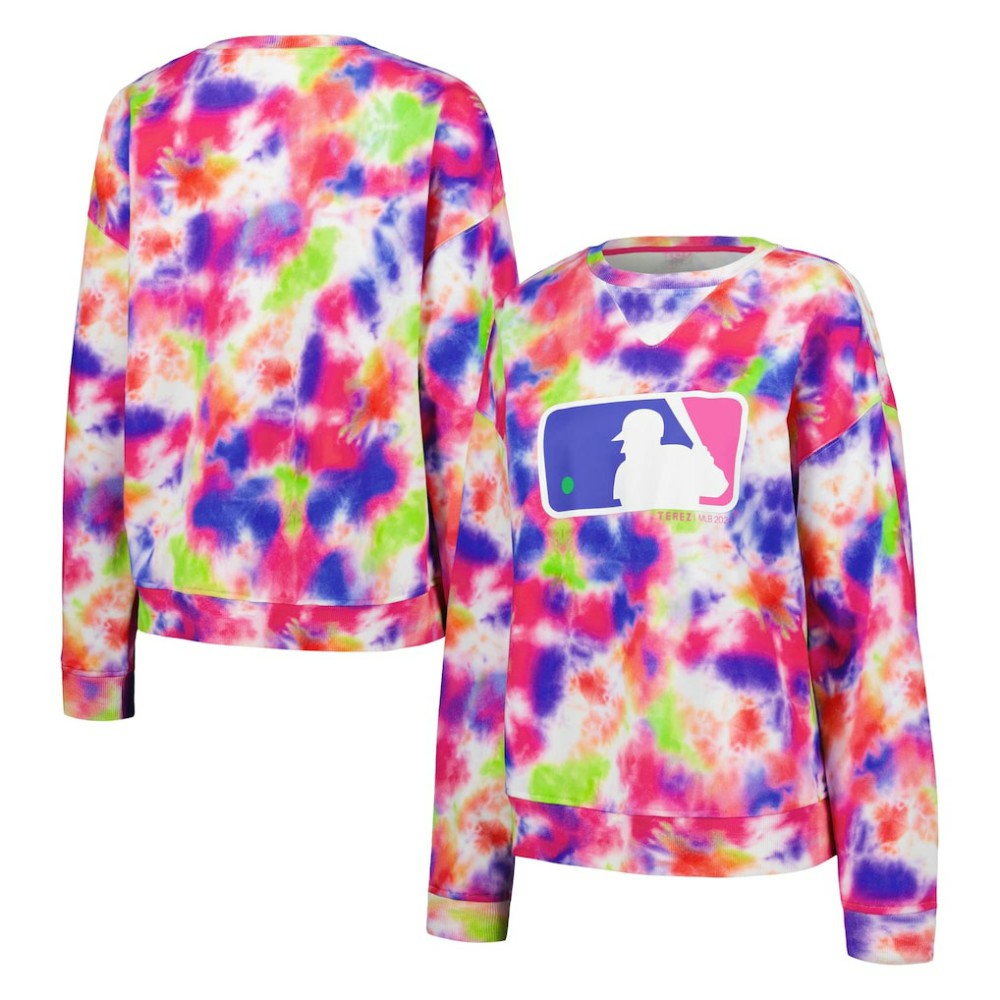 MLB Batterman Terez Neon Tie-Dye Pullover Sweatshirt Pullover