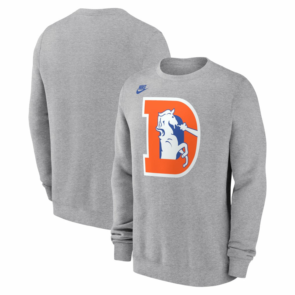Denver Broncos D Horse Logo Club Sweatshirt Heather Gray