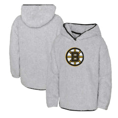NHL Boston Bruins Girls Youth Ultimate Teddy Fleece Pullover Hoodie - Heather Gray