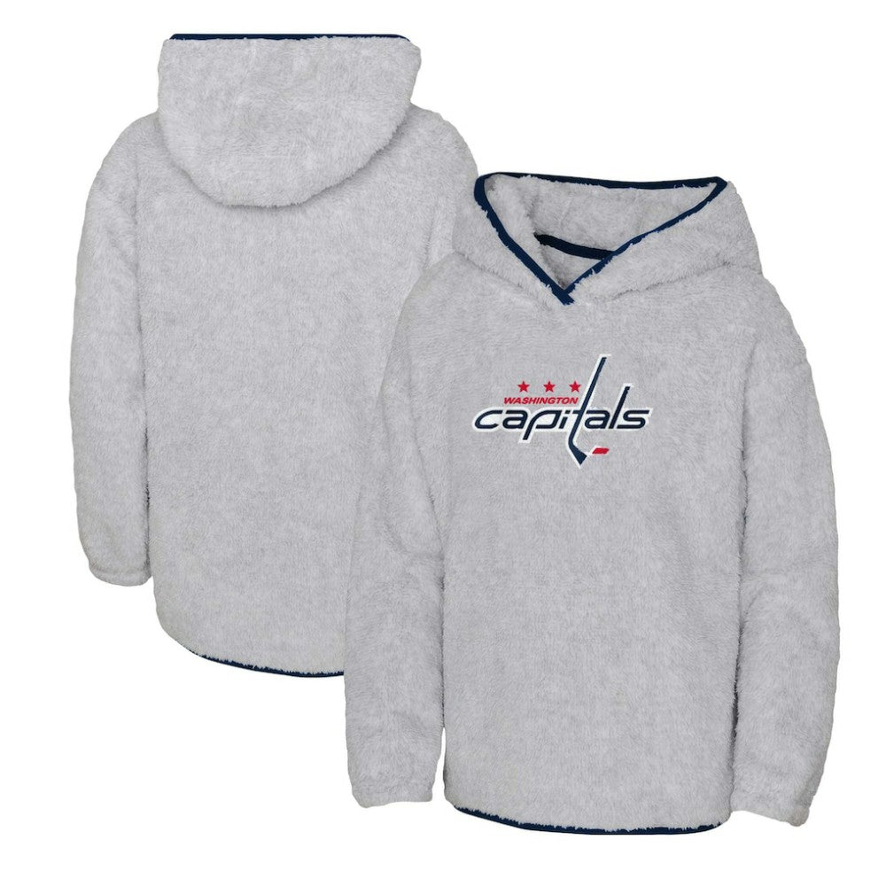 NHL Washington Capitals Girls Youth Ultimate Teddy Fleece Pullover Hoodie - Heather Gray