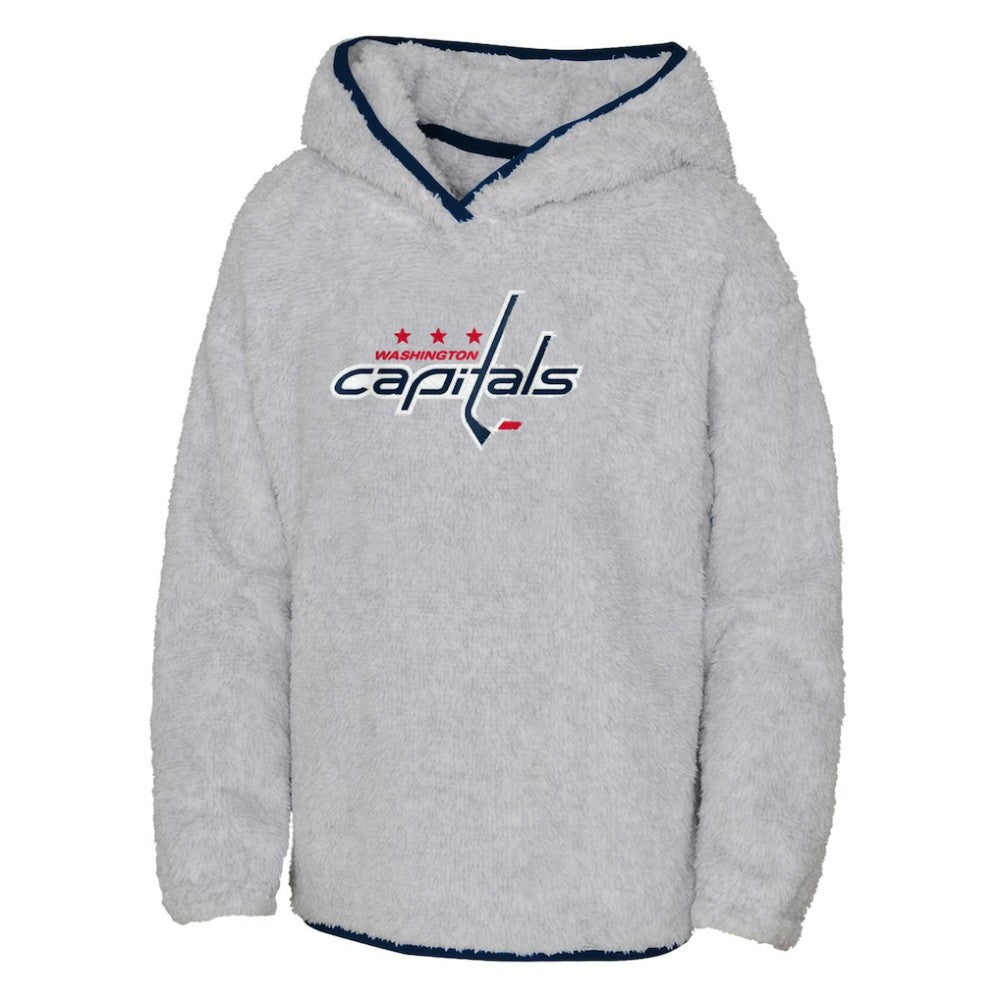 NHL Washington Capitals Girls Youth Ultimate Teddy Fleece Pullover Hoodie - Heather Gray