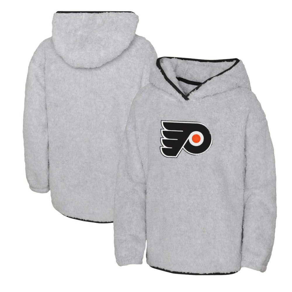 NHL Philadelphia Flyers Girls Youth Ultimate Teddy Fleece Pullover Hoodie - Heather Gray