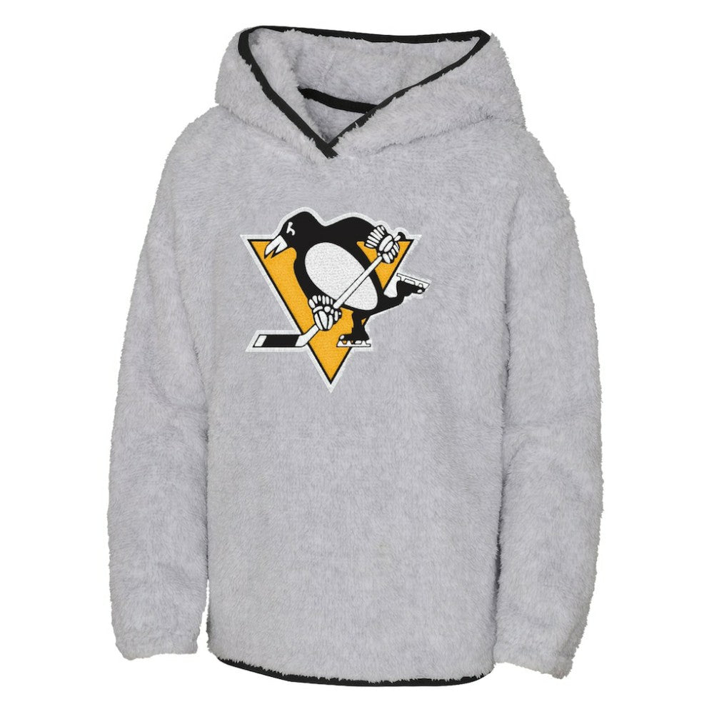 NHL Pittsburgh Penguins Girls Youth Ultimate Teddy Fleece Pullover Hoodie - Heather Gray